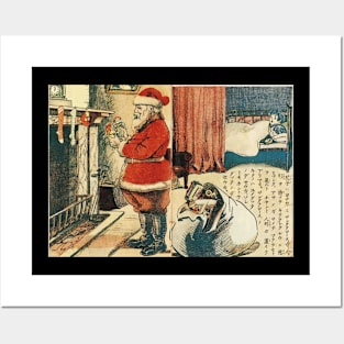 Japanese Santa's Surprise Classic Santa Vintage Retro Christmas Posters and Art